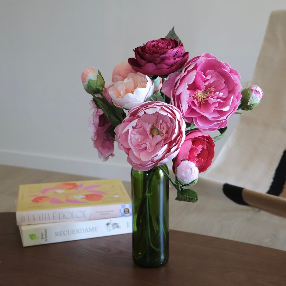 Flowrette Fleurs en papier Bouquet pivoines rose pêche
