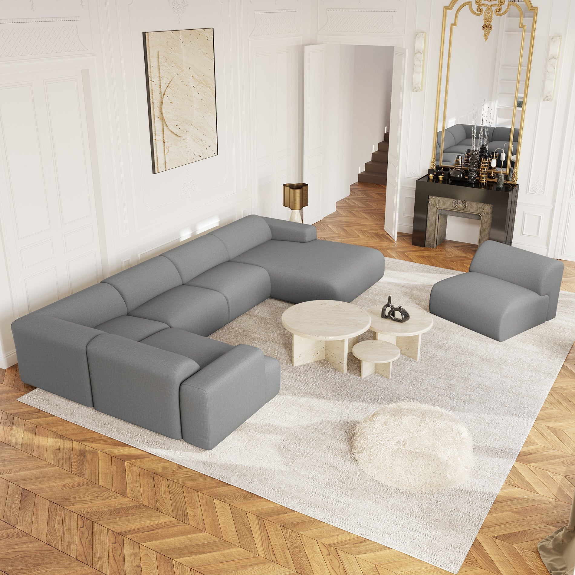 Sia Home Myra canapé panoramique droit beige 5 places