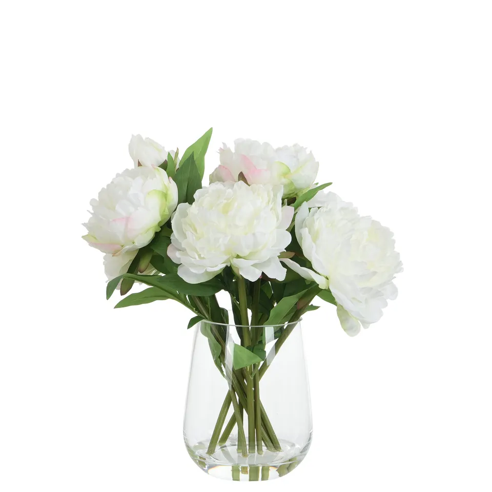 Sia Home pivoines composition artificielle blanche vase 40 cm