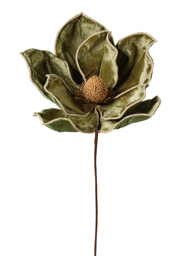 Feuillazur Rungis Tige de magnolia fleur artificielle vert 16cm
