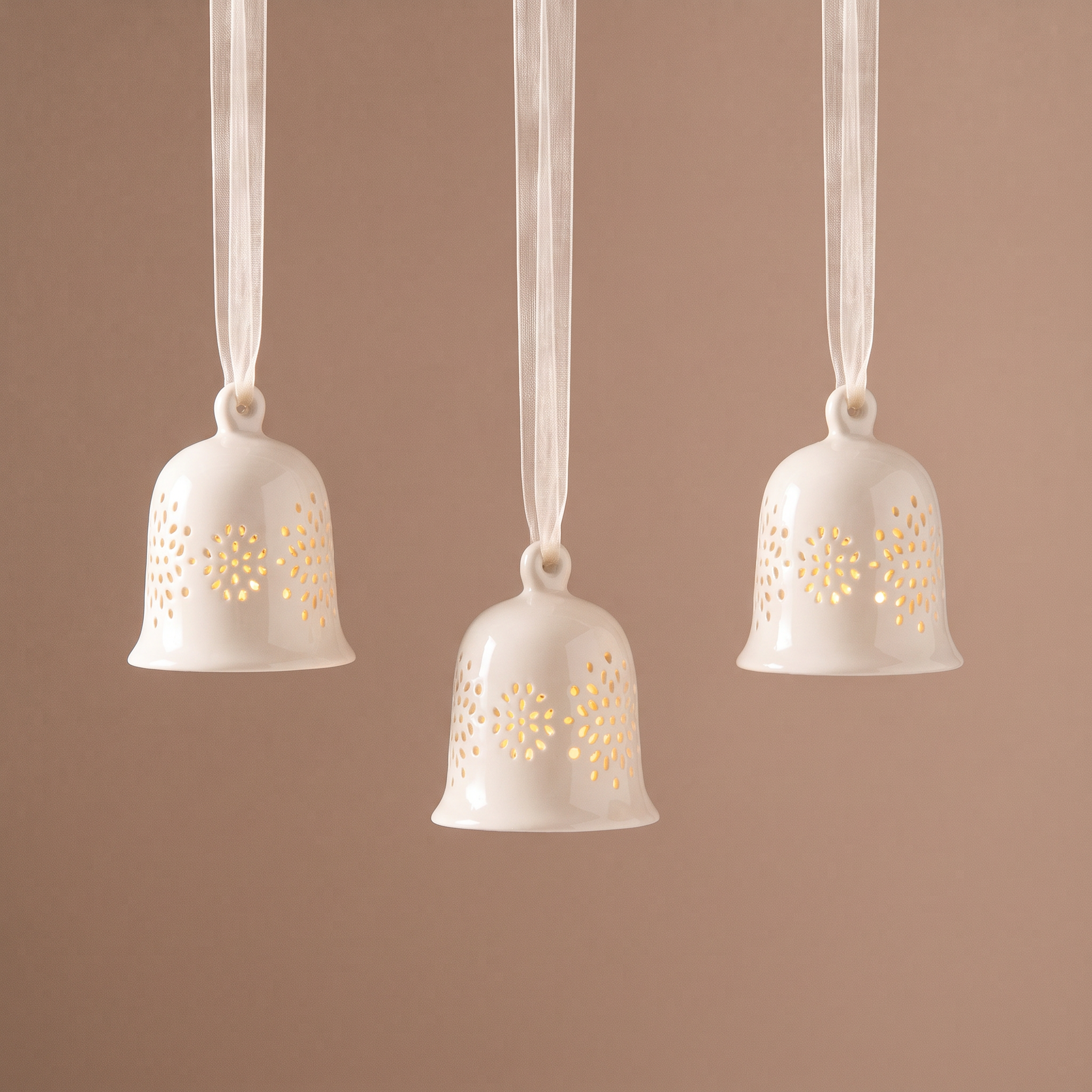 Sia Home Boules suspensions Noël Cloche LED beige