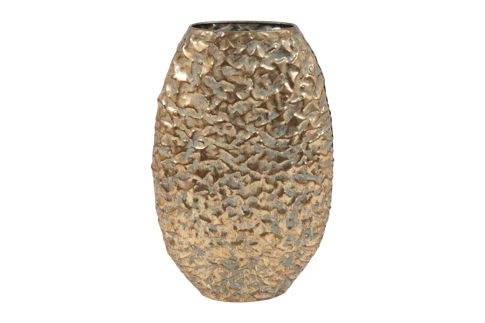 Feuillazur Rungis vase oval doré verrerie 30x9x48 cm