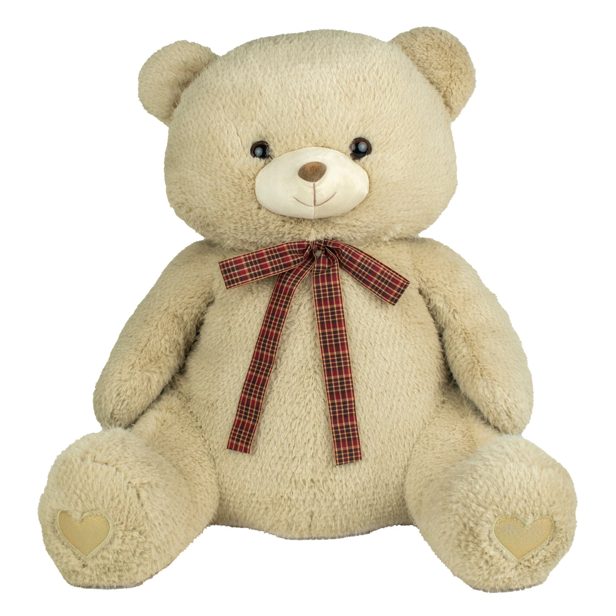 Feuillazur Rungis Ours beige noeud écossais peluche 25cm Noël