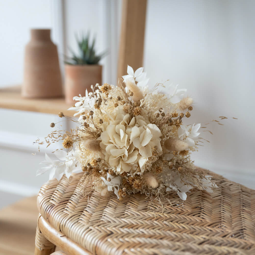 Flowrette Côme Bouquet fleurs séchées taille M beige naturel