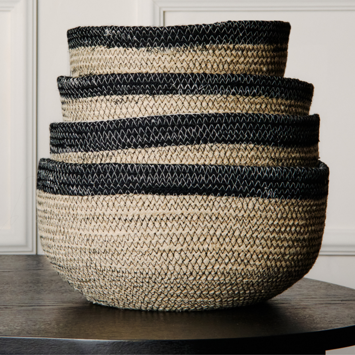 Sia Home Line set 4 paniers ronds jute gris déco salon