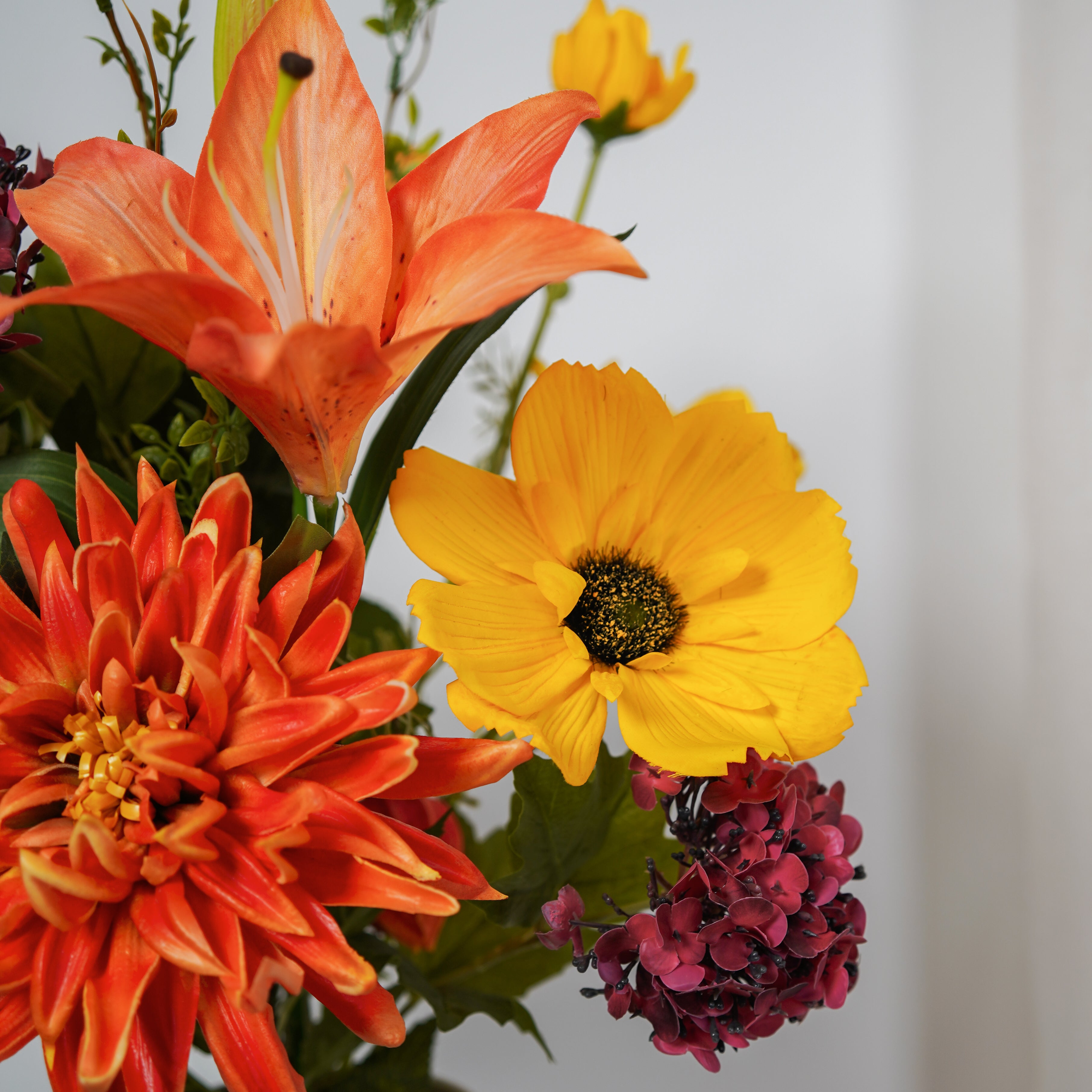 Flowrette Eglantine bouquet fleurs artificielles automne orange