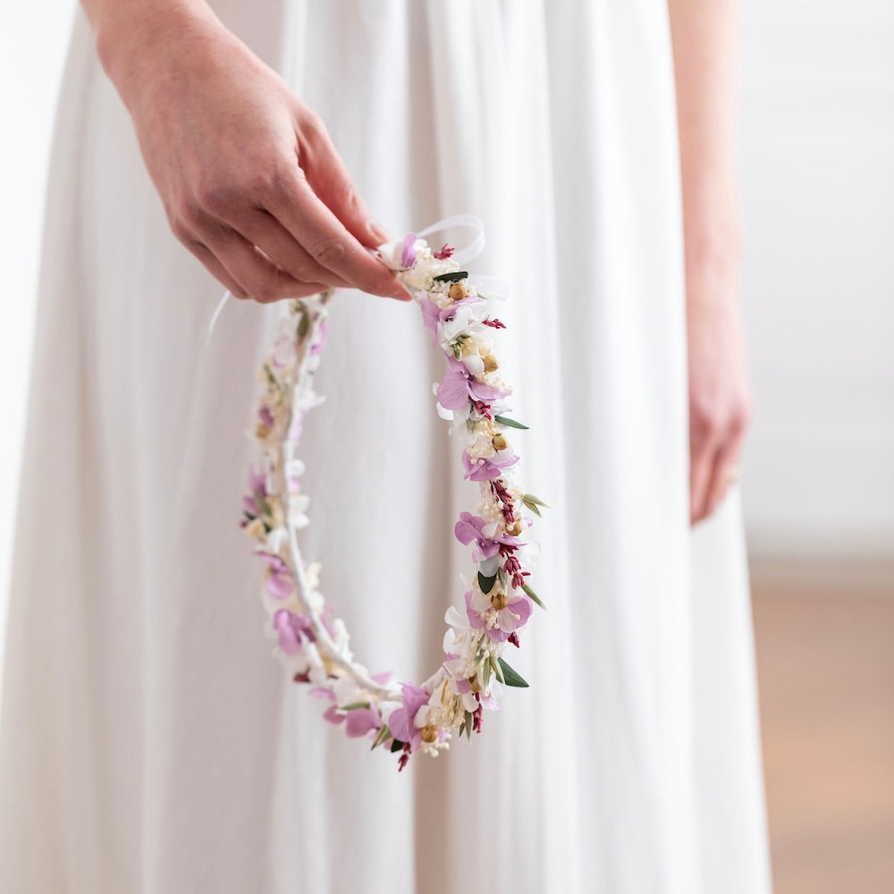 Flowrette Davia couronne fleurs séchées mariage bohème