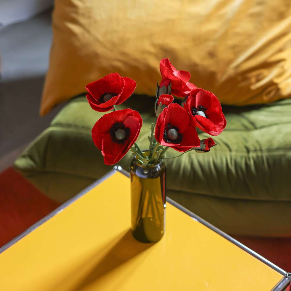 Flowrette Bouton de coquelicot fleur papier rouge x1
