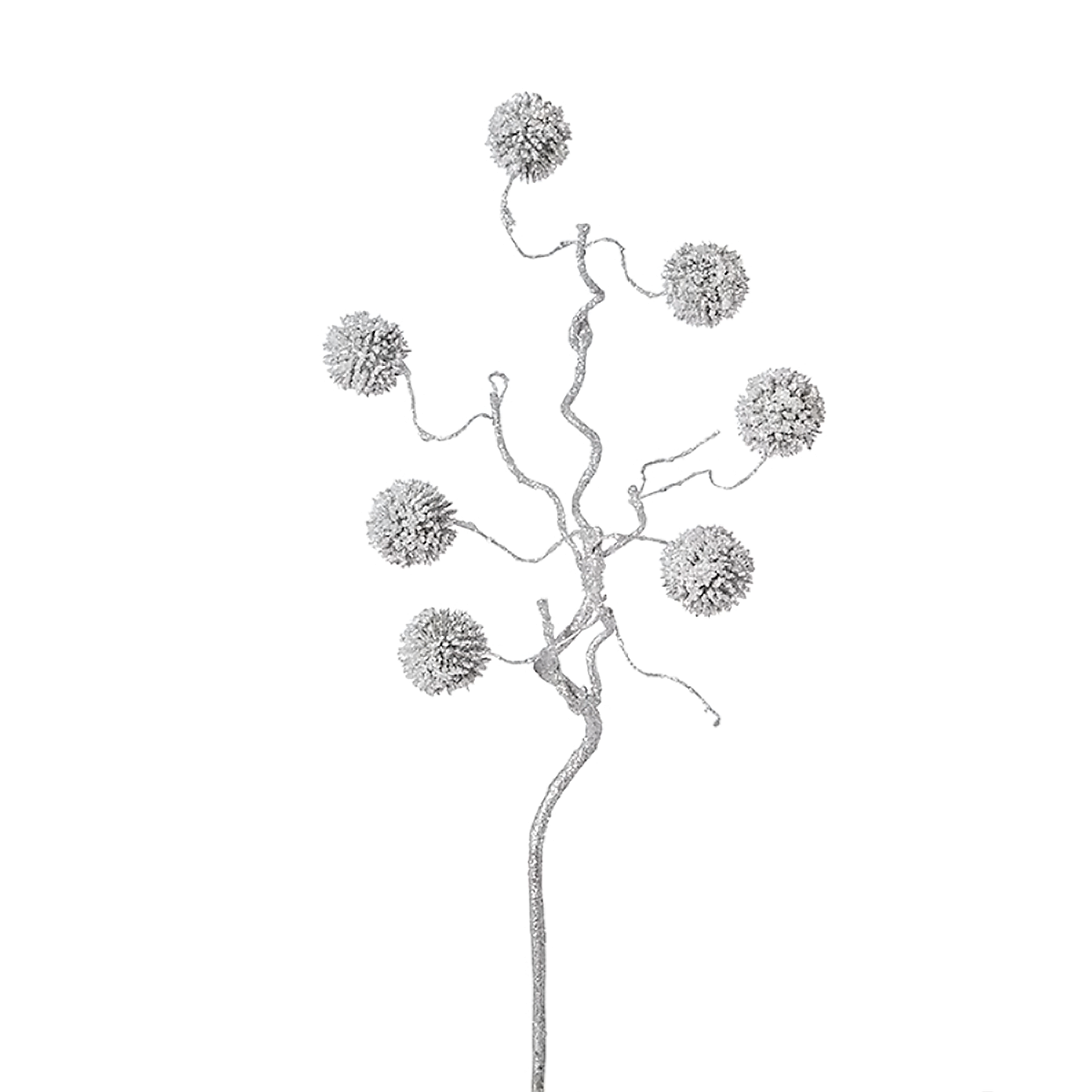 Sia Home Izia 50 cm branche pompons pailletés argenté