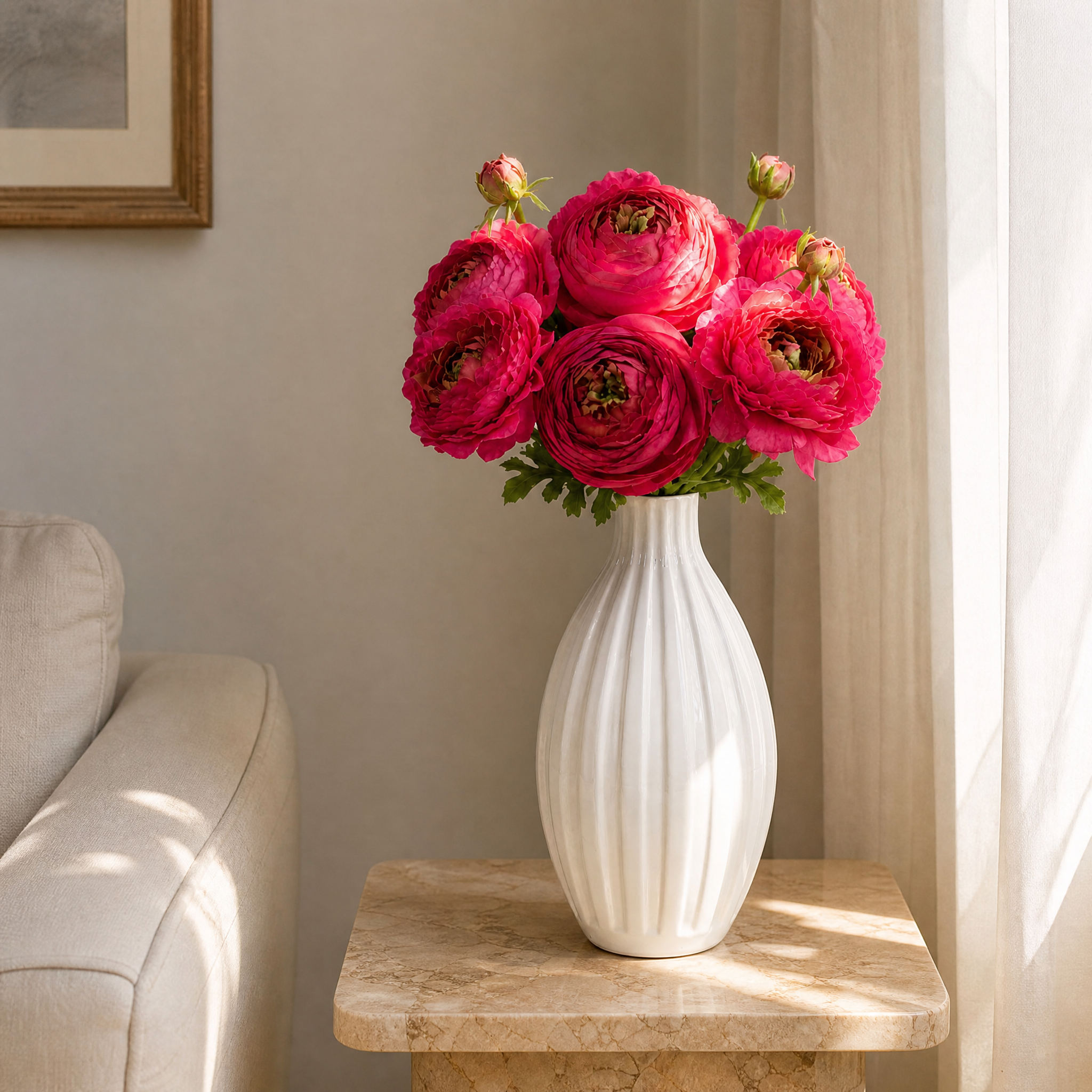 Sia Bouquets Artificiels bouquet renoncules fuchsia 10 tiges
