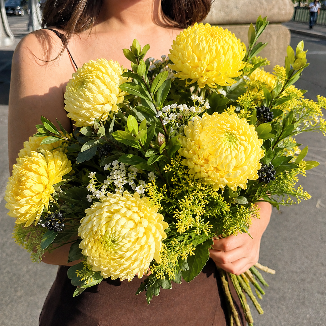 Sia Chrysanthème tige fleur artificielle jaune 86 cm
