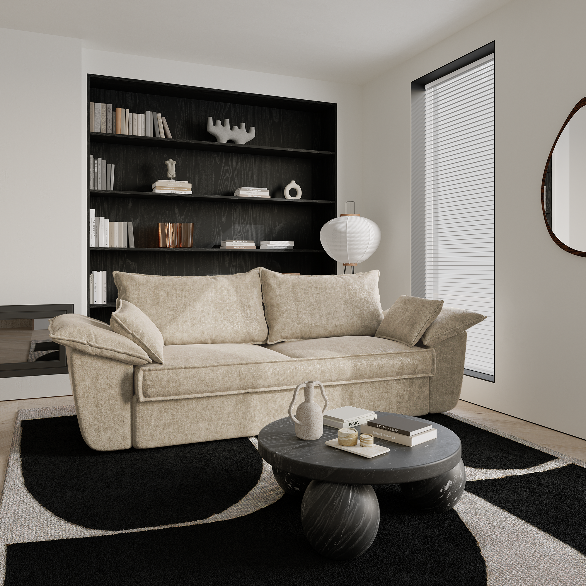 Sia Home Sasha canapé tissu beige 3 places confort