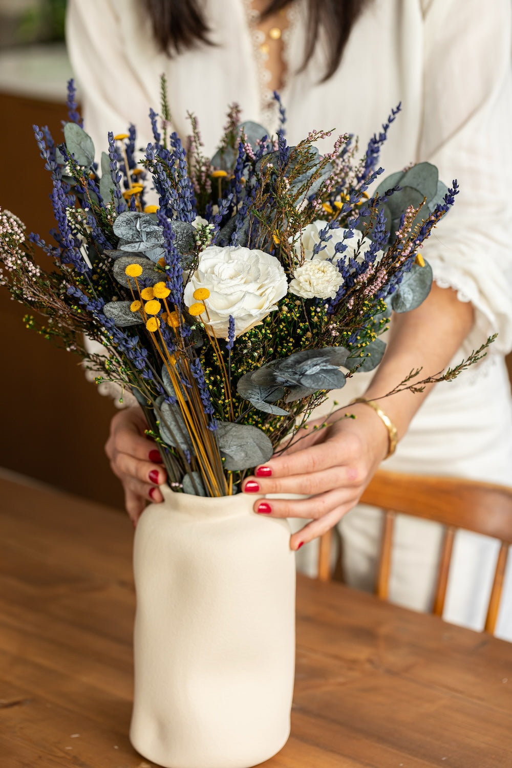 Flowrette Odéon bouquet éternel blanc taille M stabilisé