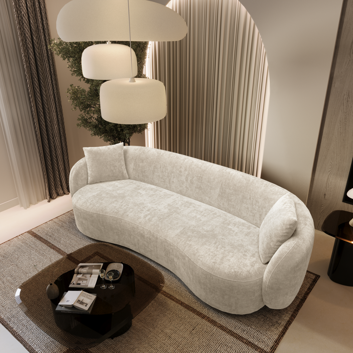 Sia Home Céline canapé droit crème courbes arrondies