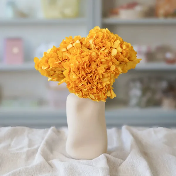 Flowrette Artificielles hortensia jaune moutarde botte