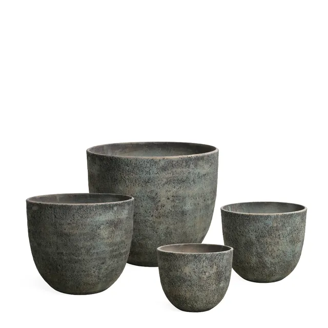 Sia Terra 4 Cache-Pots arrondis gris-vert ciment