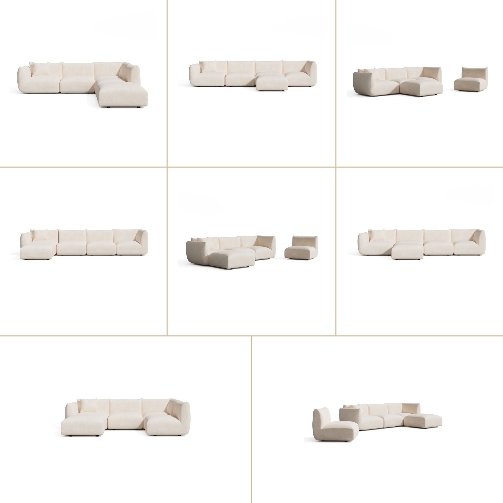 Sia Home Nooma canapé modulable 7 places crème