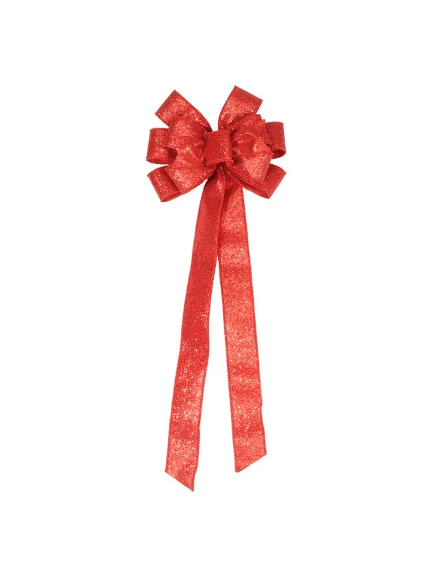 Feuillazur Rungis Nœud cimer rouge déco Noël 28x78cm