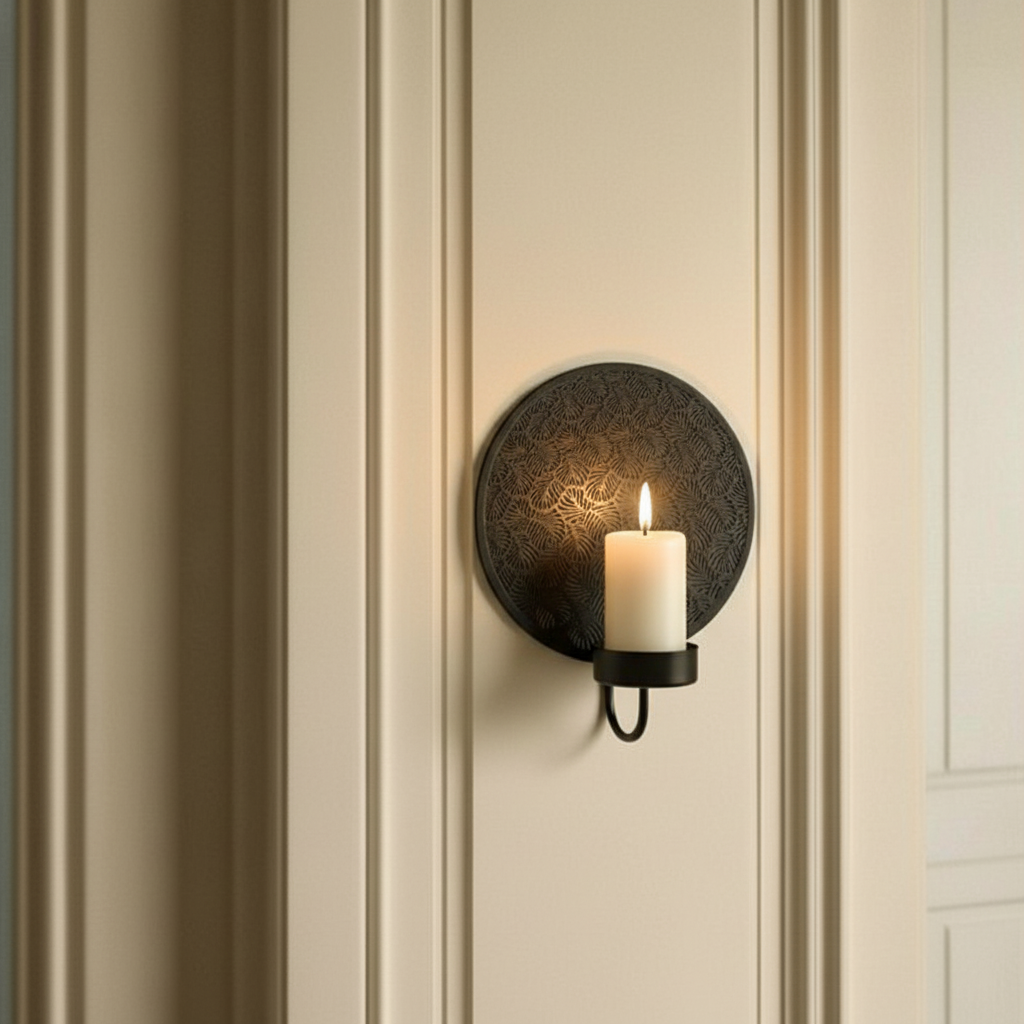 Sia Home Samba porte-bougie mural noir 20 cm fer
