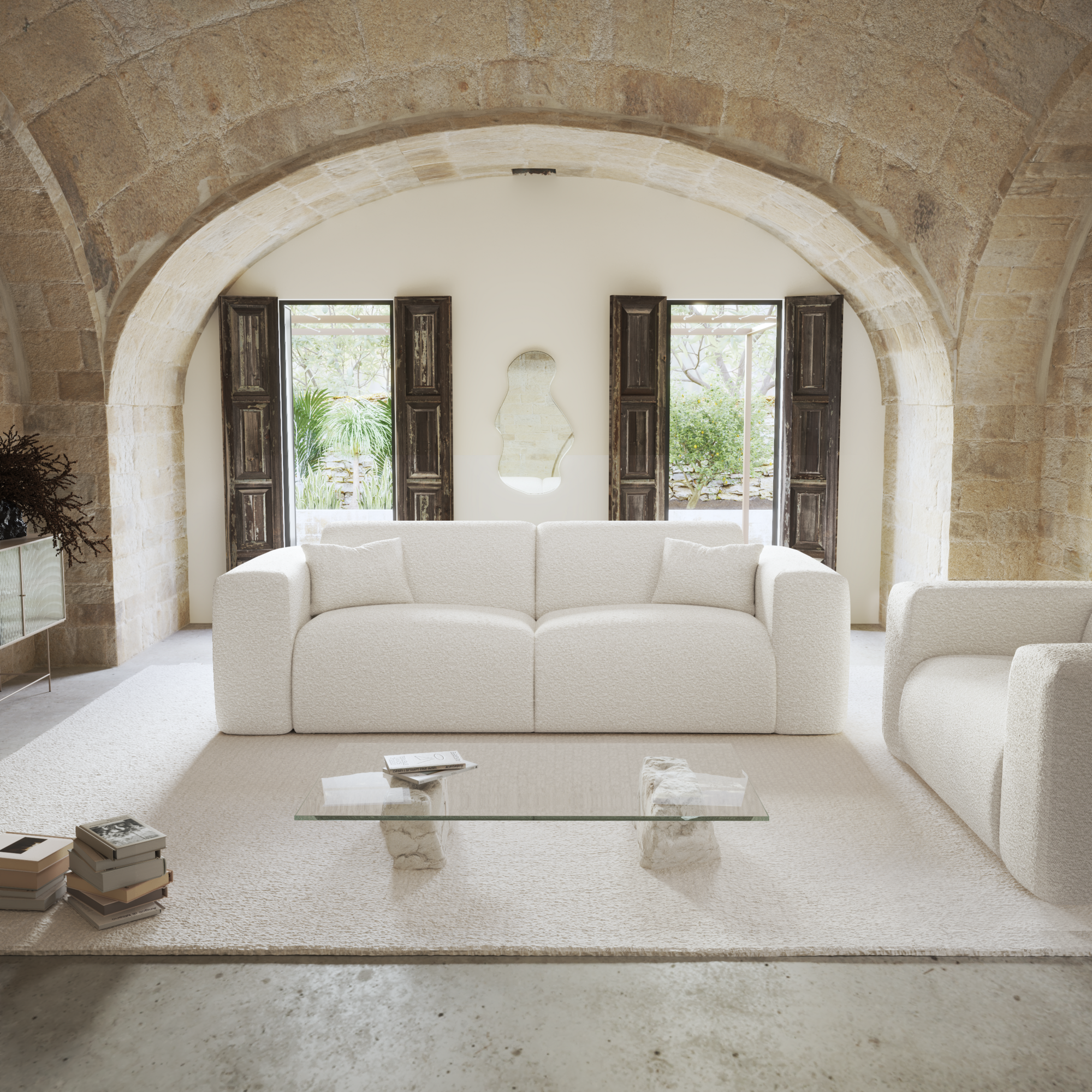 Sia Home Myra canapé convertible crème assise arrondie