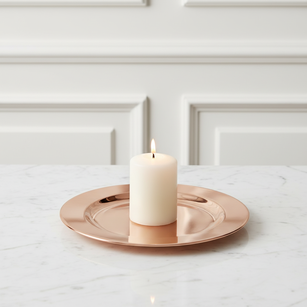Sia Home plateau décoratif rond cuivre 14,5 cm acier