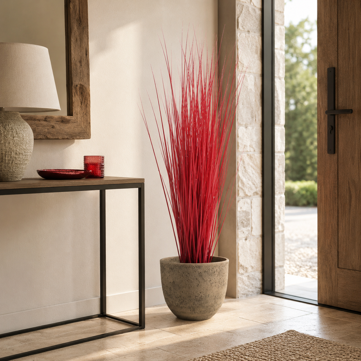 Sia Home Herbes touffe artificielle rouge 110 cm