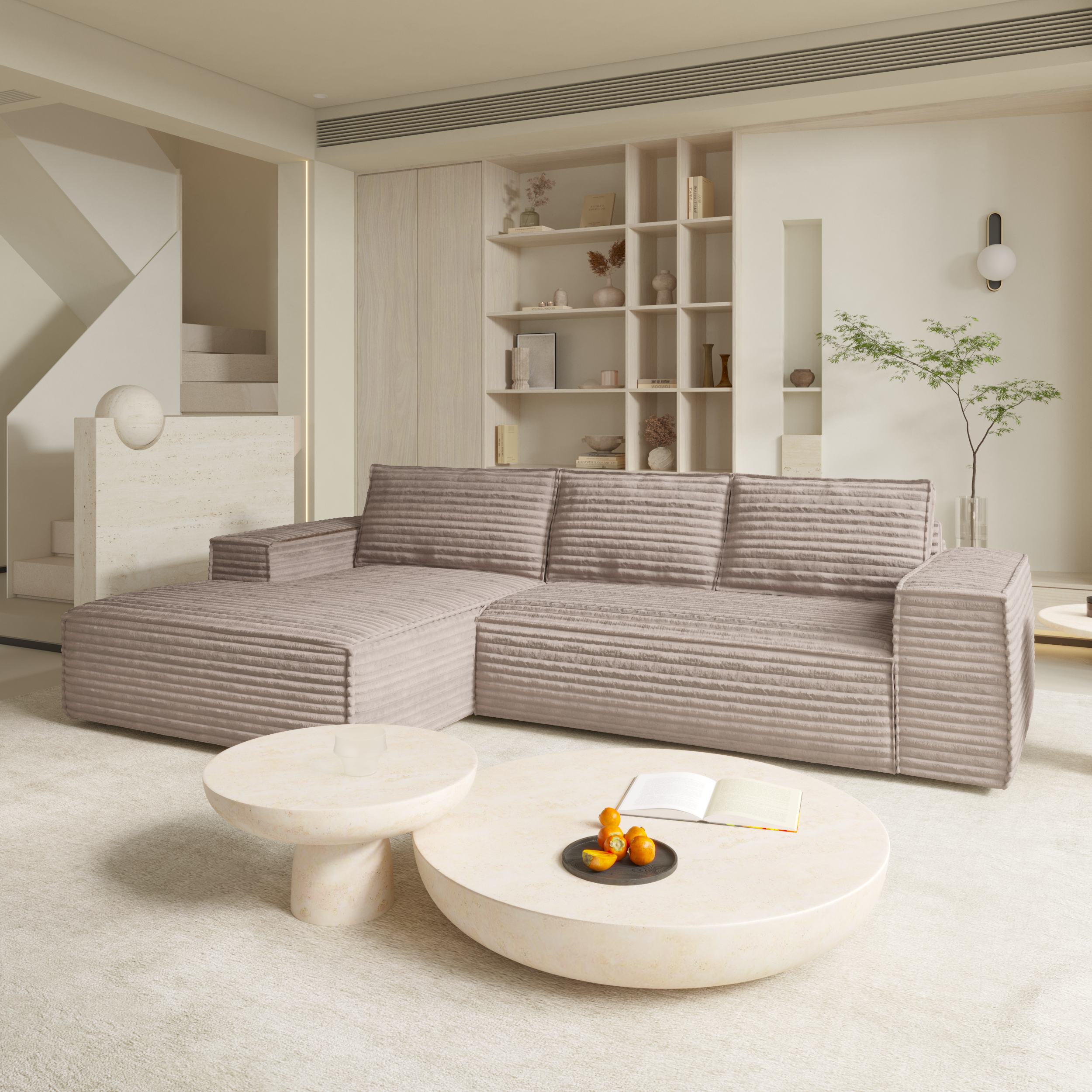 Sia Home Joan canapé convertible angle gauche taupe 5 places