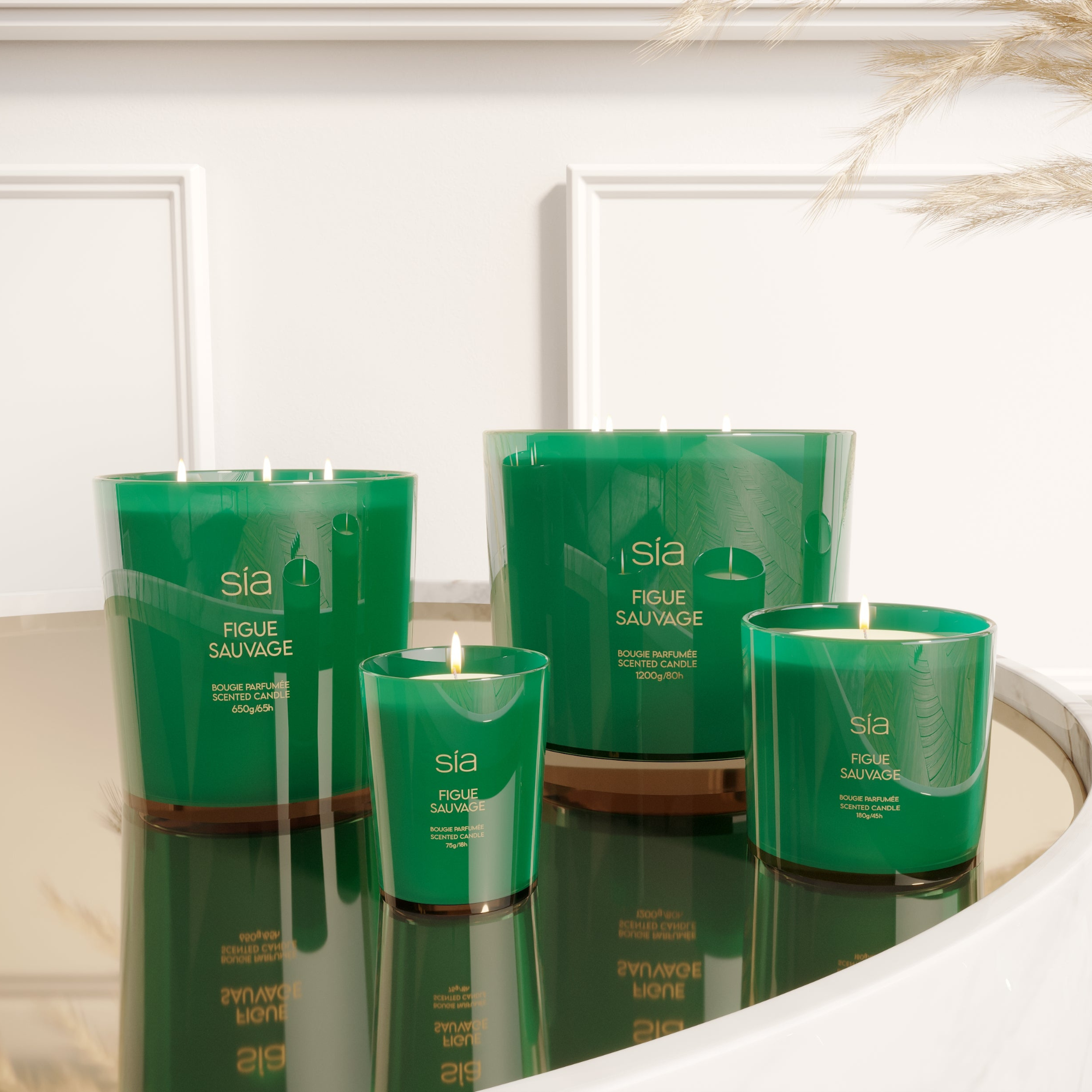 Sia Home Figue Sauvage bougie parfumée verte L 80h
