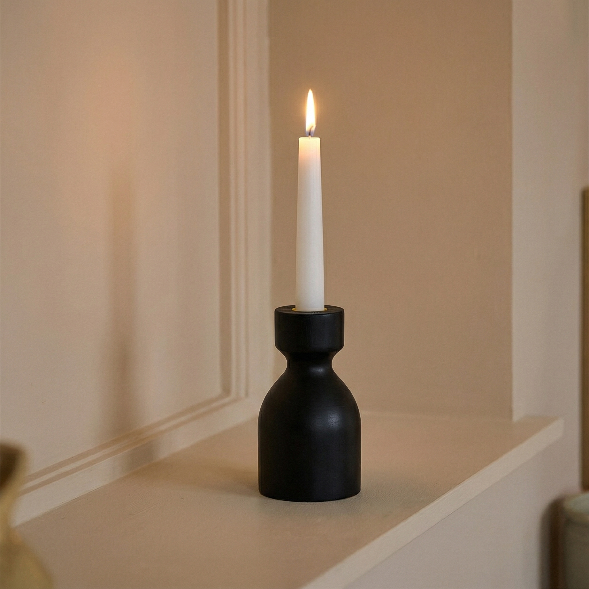 Sia Home Elya Bougeoir bois noir 13 cm