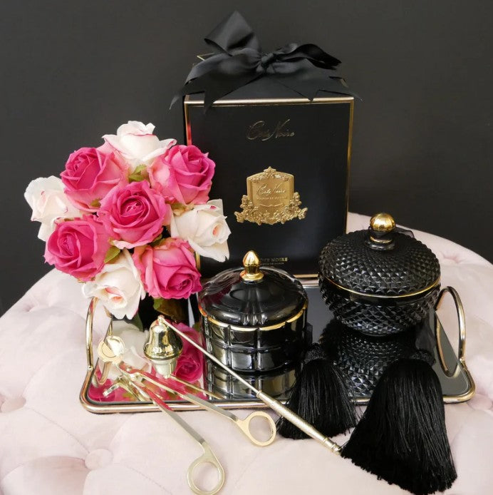 Côte Noire Art Deco GML30004 bougie ronde noire et or 300g