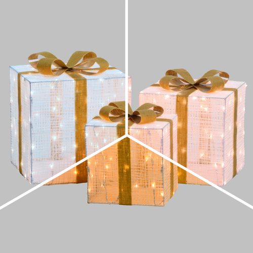 Feuillazur Lot 3 Paquets Cadeaux 3D LED 40 cm