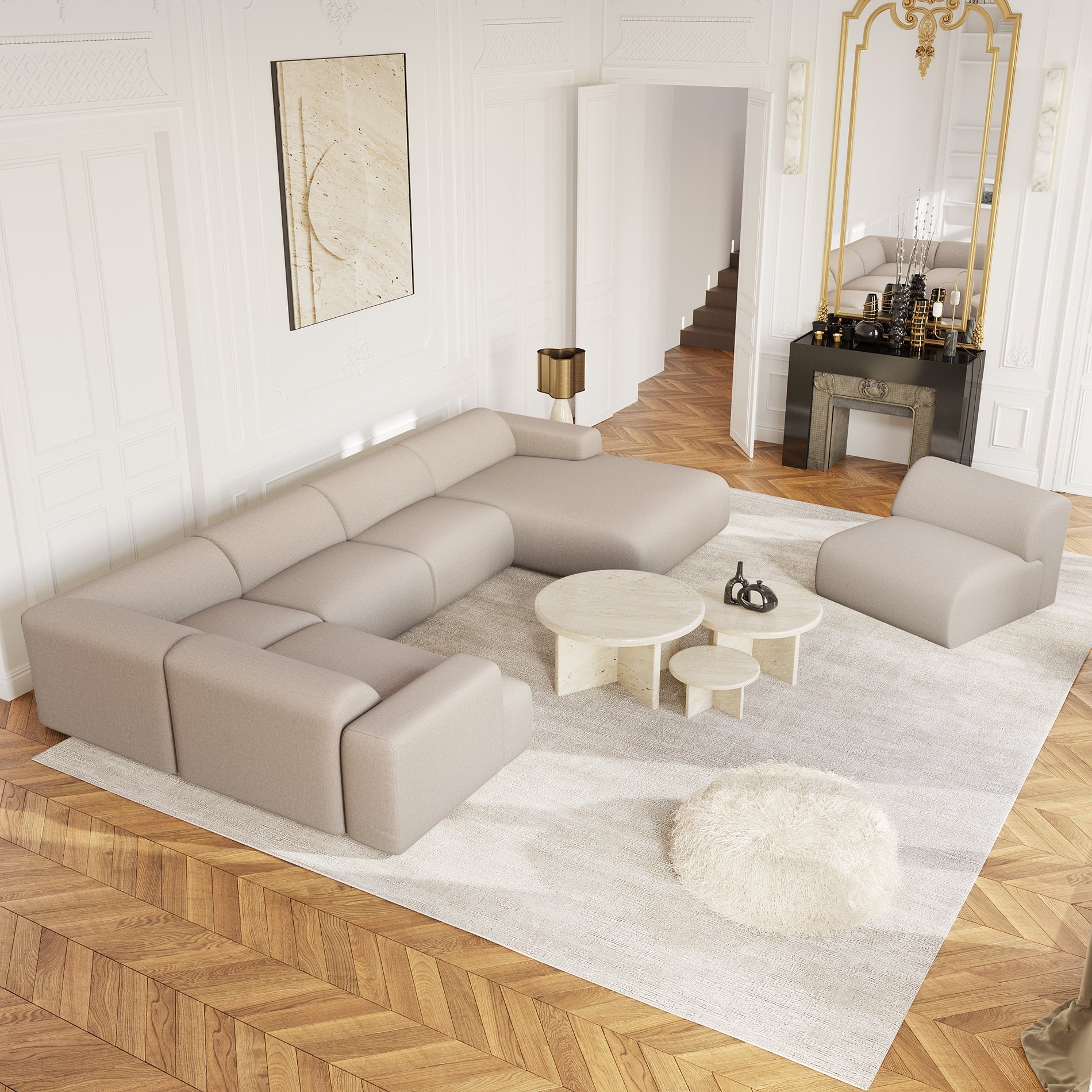Sia Home Myra canapé panoramique droit beige 5 places
