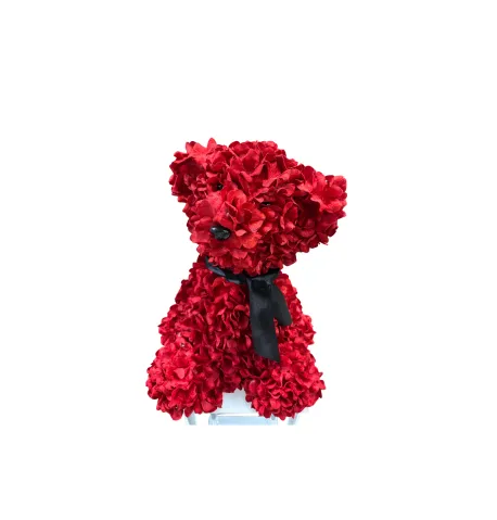 Feuillazur Rungis Ours en fleurs rouge fleur artificielle Saint Valentin