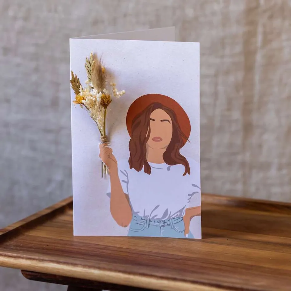 Flowrette carte de fleurs séchées crème papeterie artisanale