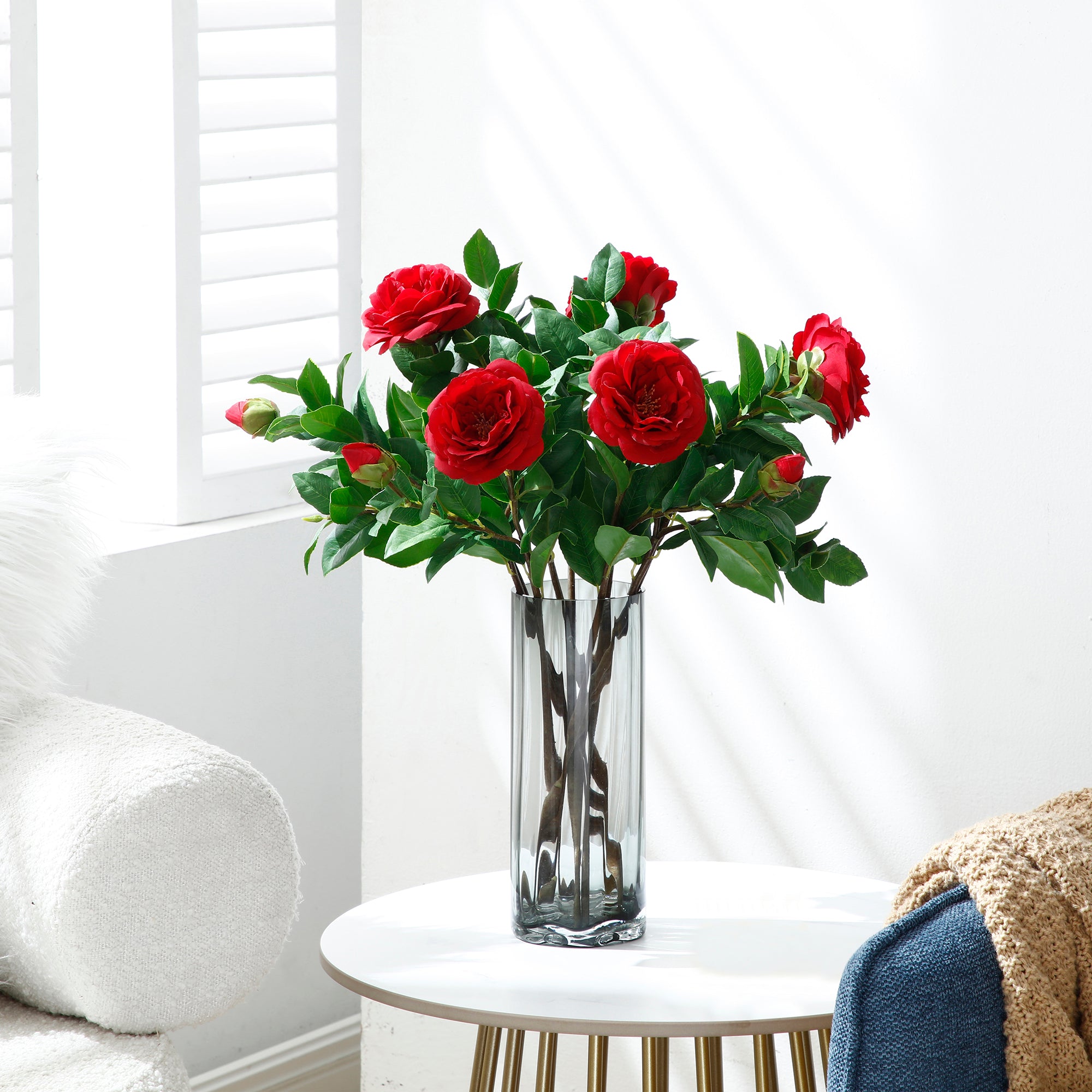Sia Home Tige camélia artificiel rouge 53 cm fleur