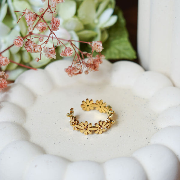 Flowrette Daisy Ring bague fleur plaqué or 24 carats Bertille