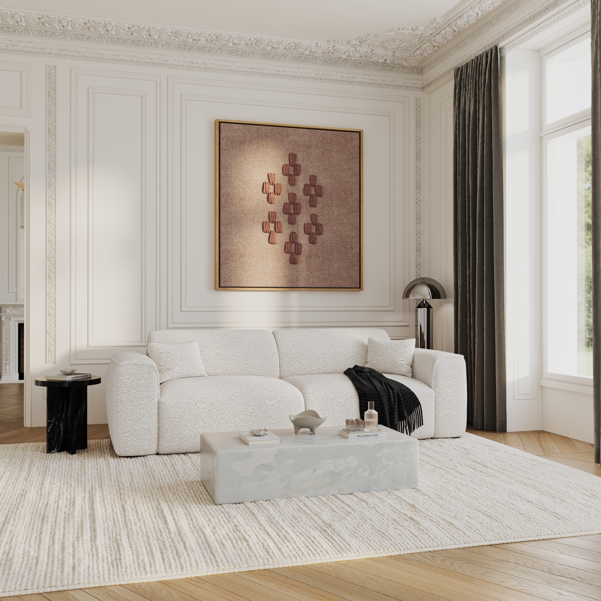 Sia Home Yuma canapé convertible crème 4 places tissu