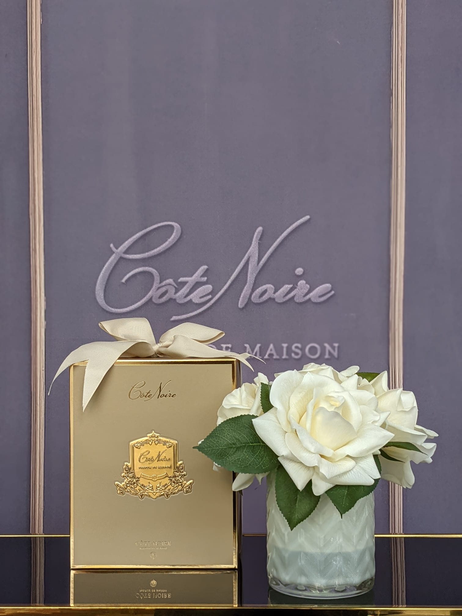 Côte Noire Herringbone HCF02 rose artificielle champagne vase chevron