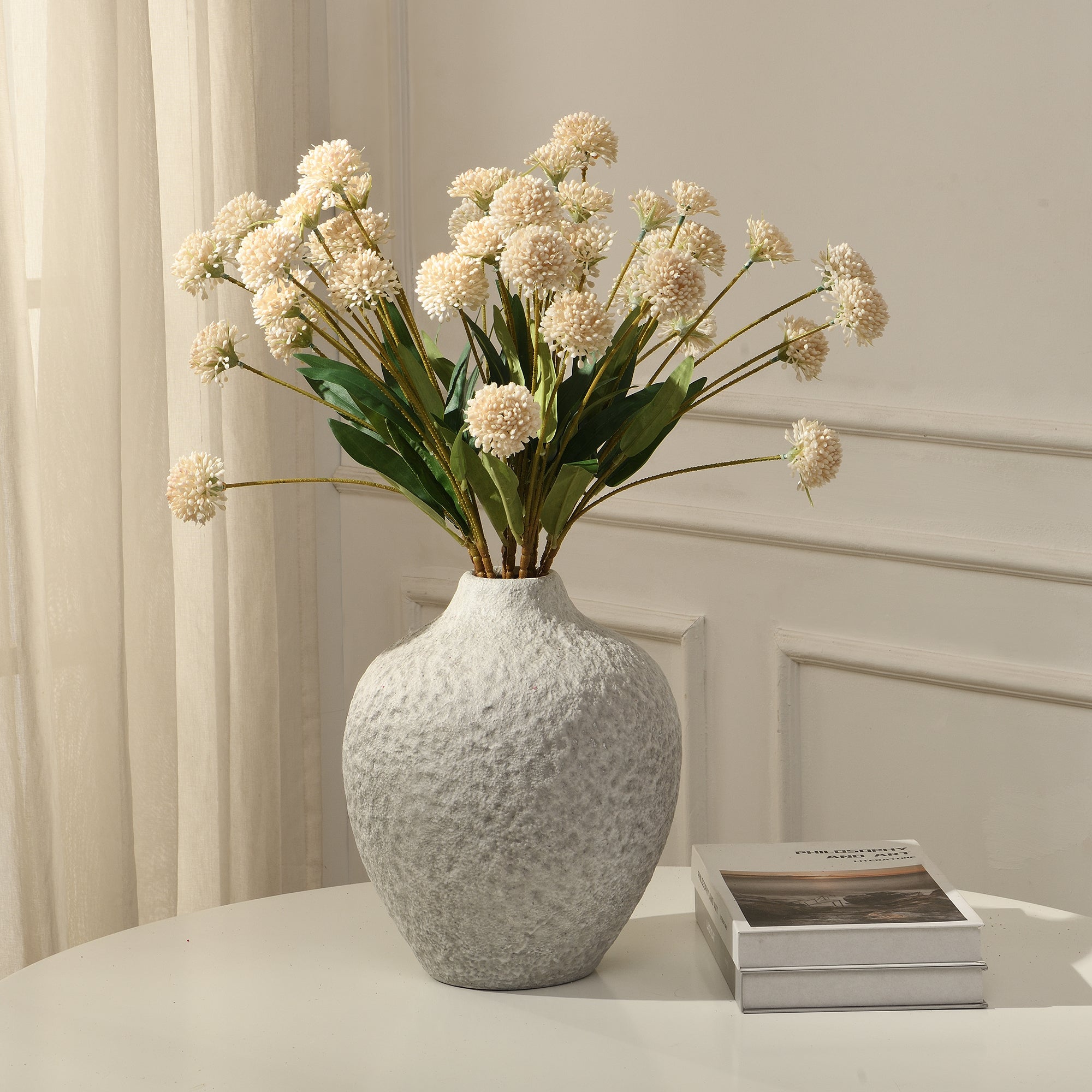 Sia Home Tige Chrysanthème Ping Pong Artificielle 60 cm Blanc
