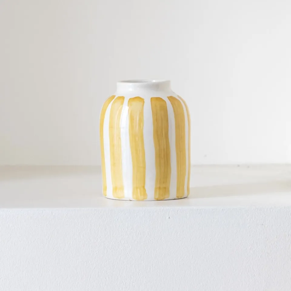 Flowrette Soliflore rayé jaune petit vase céramique