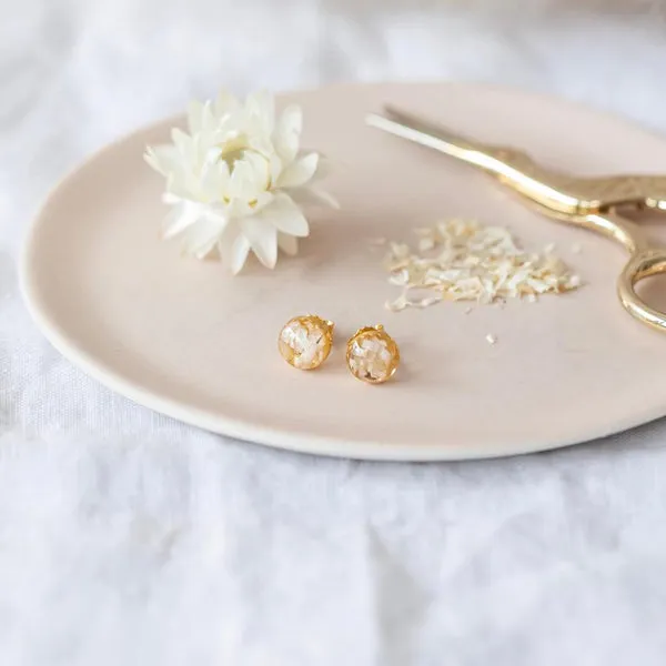 Flowrette kit DIY petites boucles d’oreilles blanches fleurs séchées