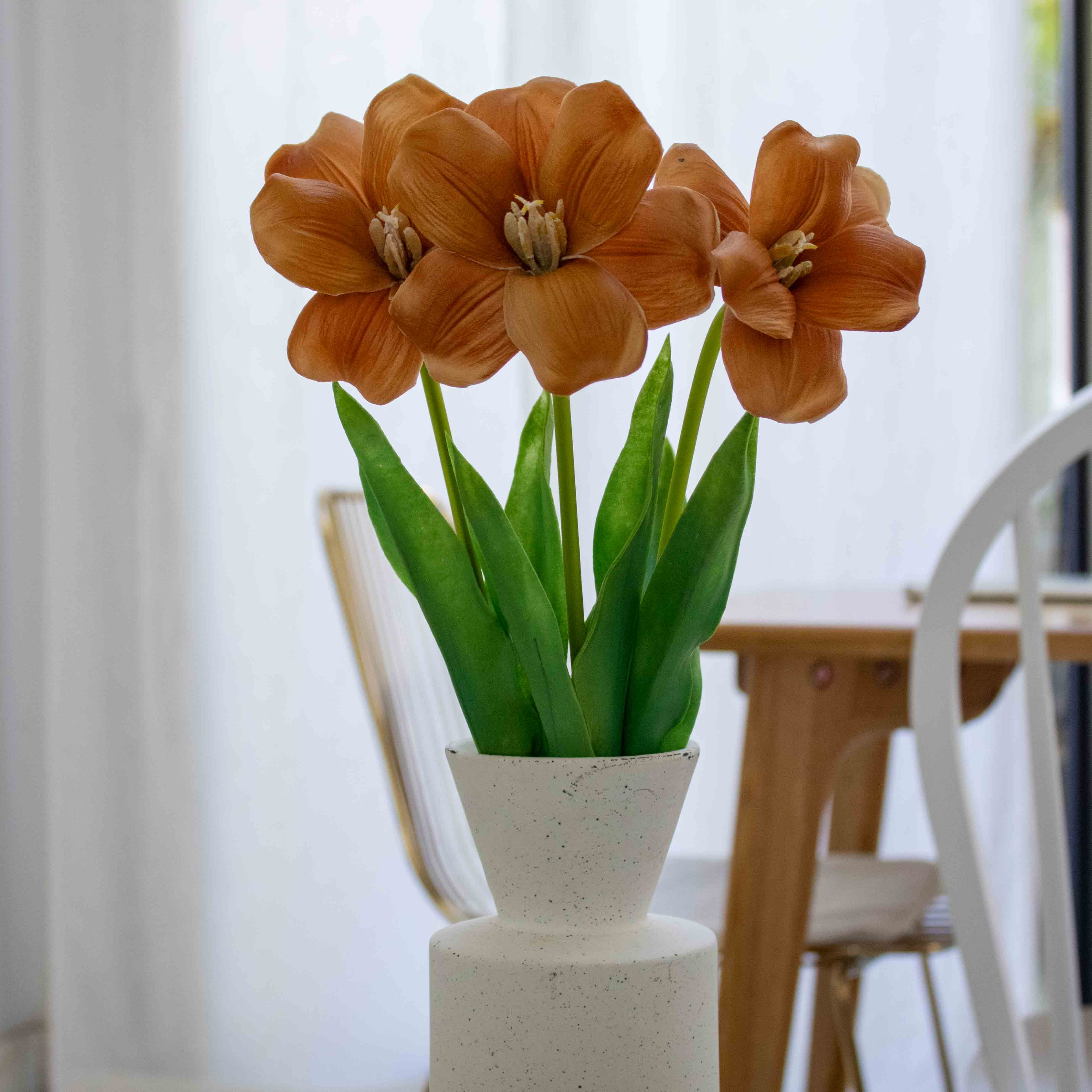 Flowrette Tulipe ouverte orange fleur artificielle x1