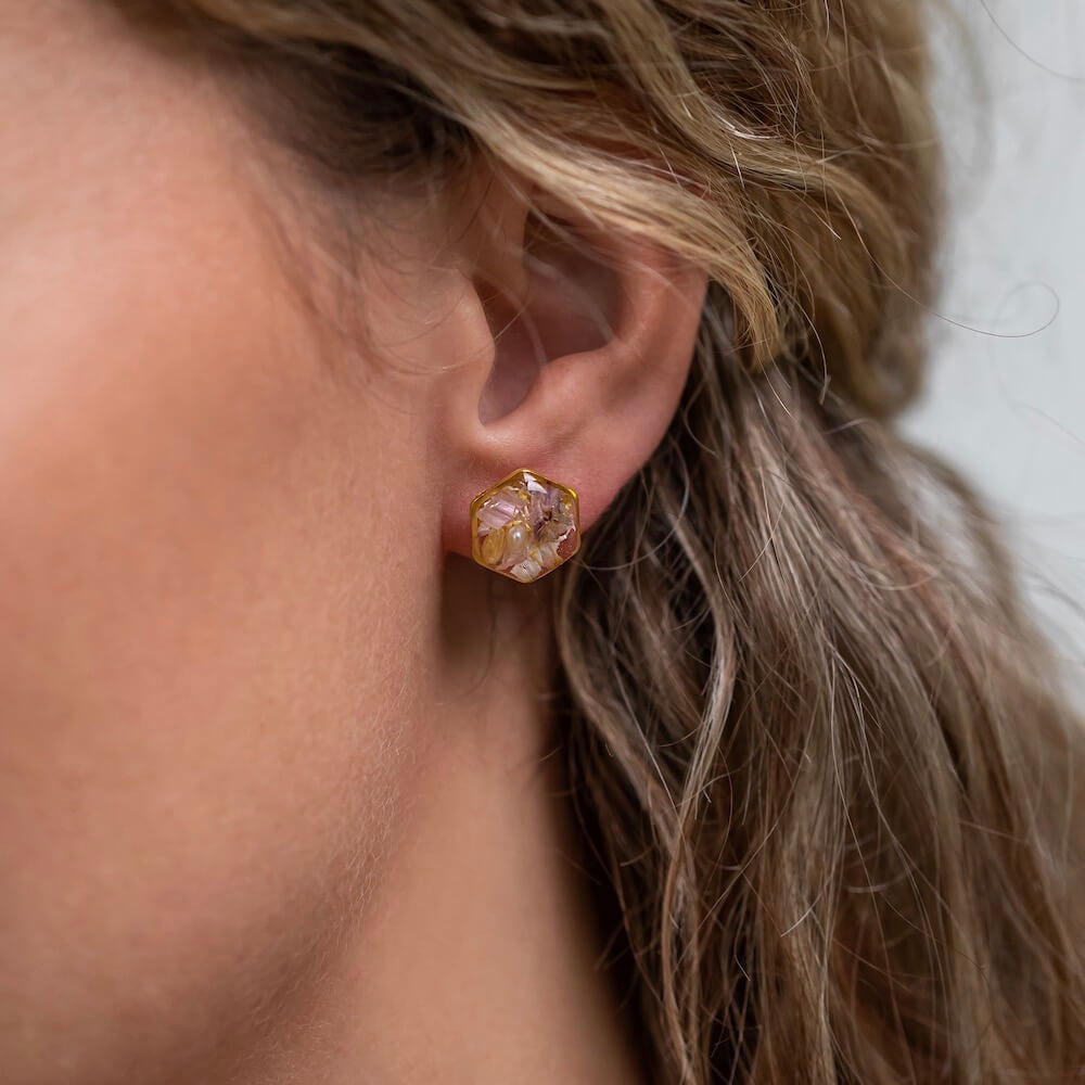 Flowrette Scarlette petites boucles d'oreilles fleurs séchées