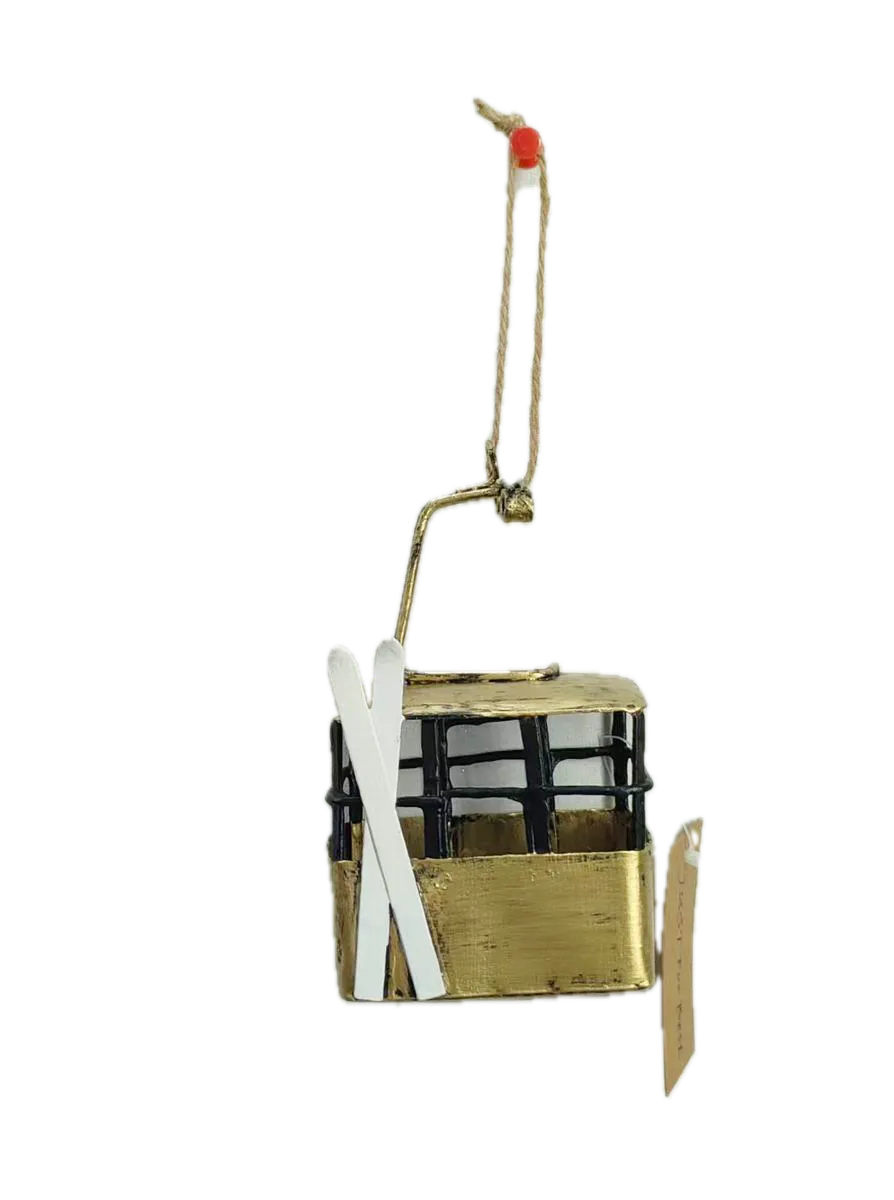 Feuillazur Télécabine décoration Noël doré 12cm