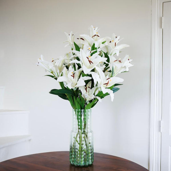 Flowrette Lys bouquet fleurs artificielles blanc Real Touch