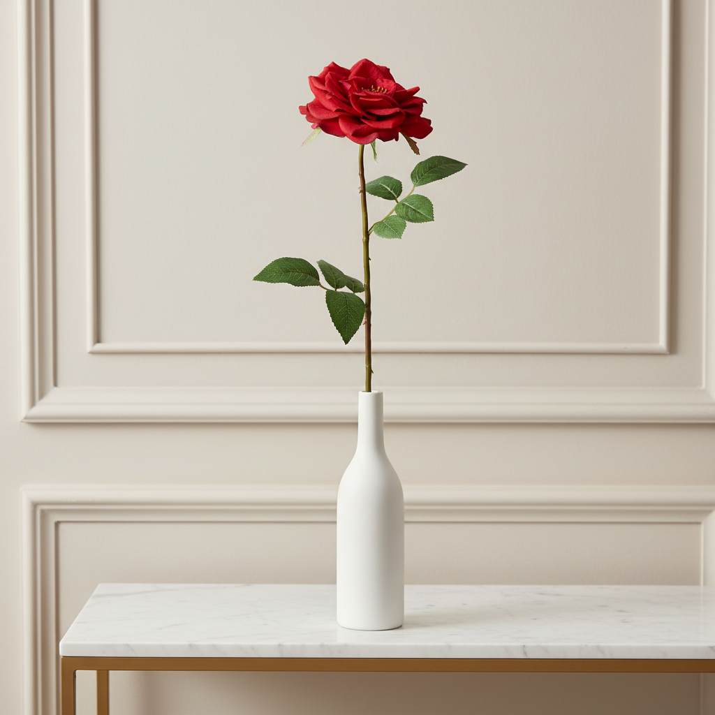 Sia Sophie tige rose artificielle ouverte 64cm blanc