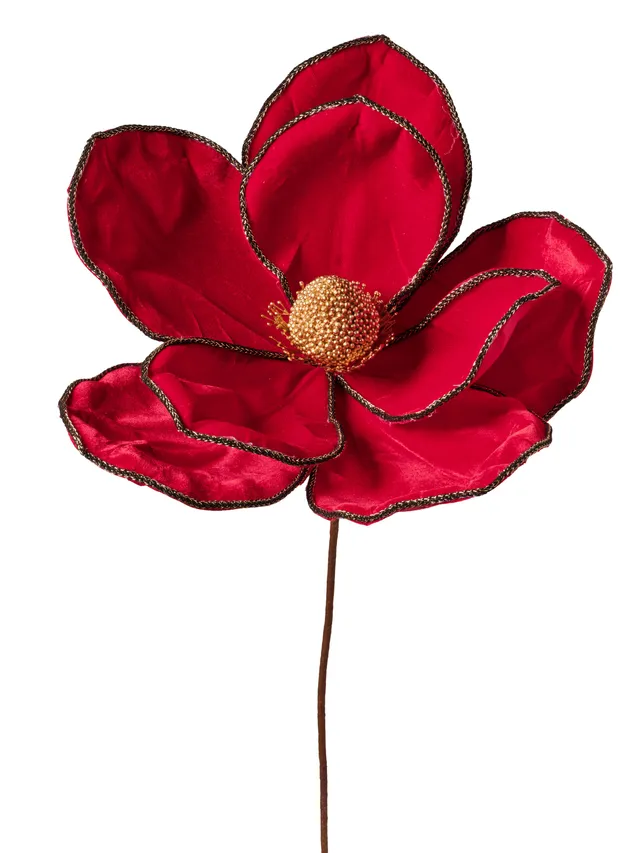 Feuillazur Rungis tige de magnolia fleur rouge 16cm