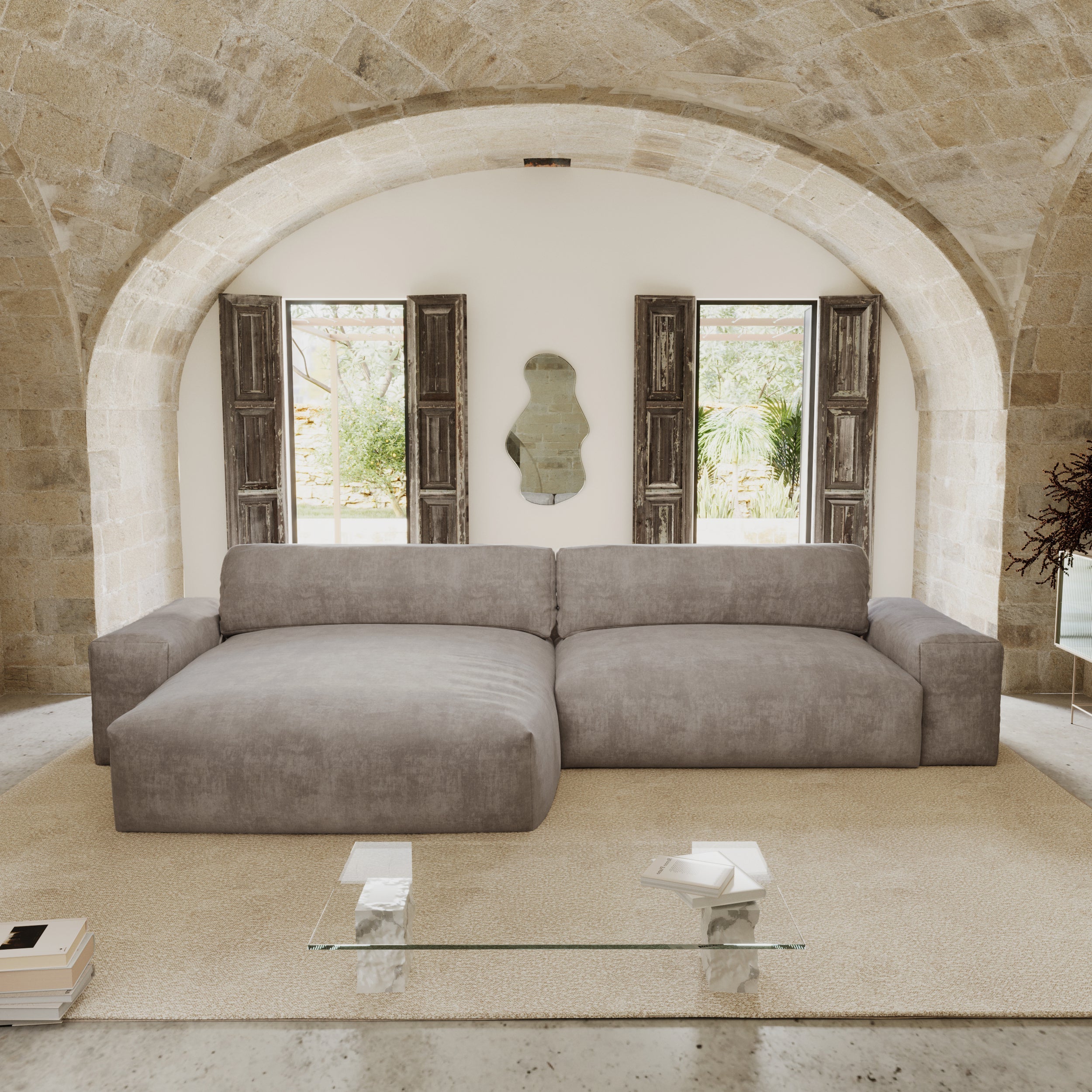 Sia Home Bliss canapé angle gauche bleu paon tissu