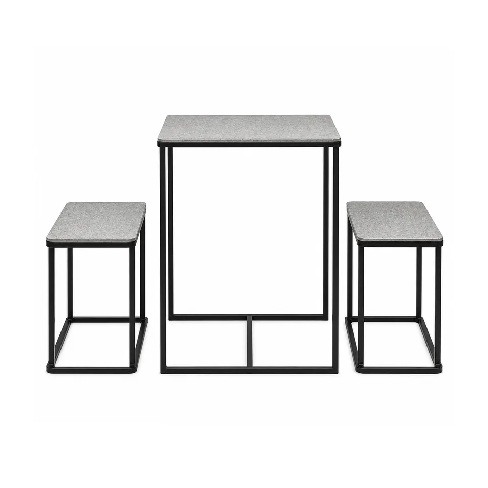 Sia Home Tables Table avec 2 bancs argenté noir