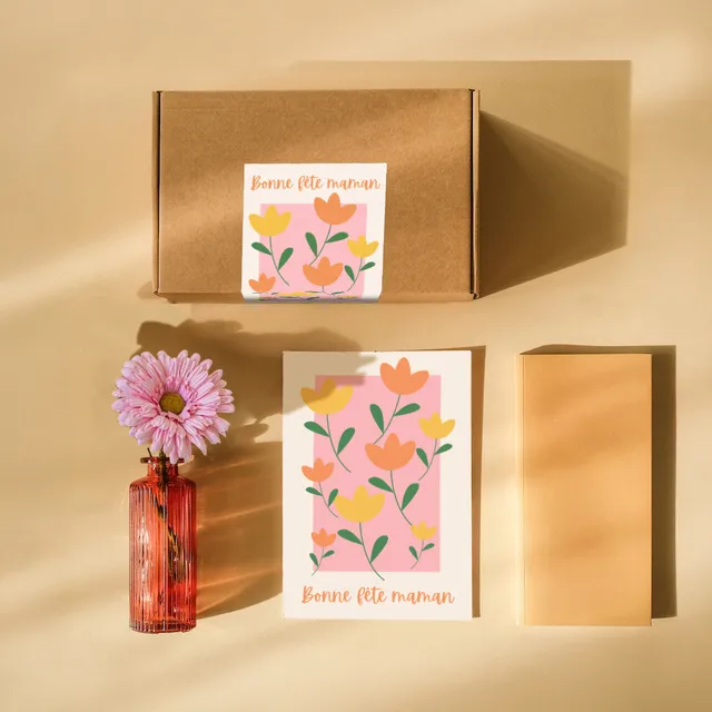 Flowrette Petit Coffret Fête des mères rose gerbera papier